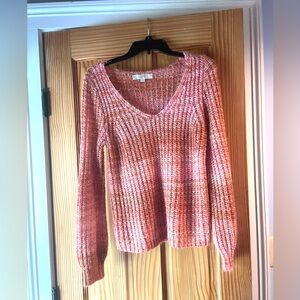LOFT EUC Women’s Pink Orange V-neck Sweater Sz Small
